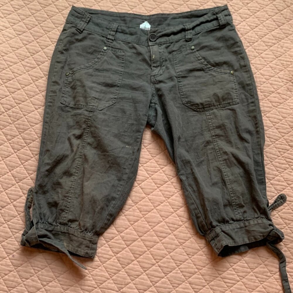 TXT - Knotted khaki Linen Bermuda short - Size 7 (medium)